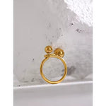 Beaded Knot Stainless Steel Ring – Double Ball Minimalist Fixed Band in Gold or Silver for Everyday Chic Style