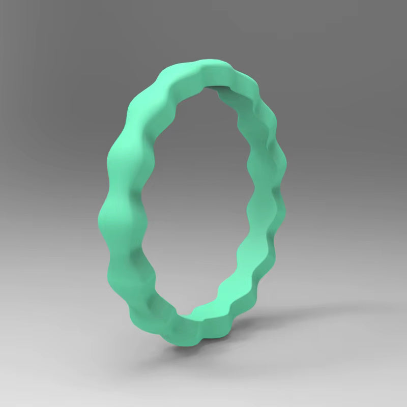 Wave Pattern Silicone Ring for Men – Flexible Rubber Band with Wavy Texture, Lightweight & Daily Comfort