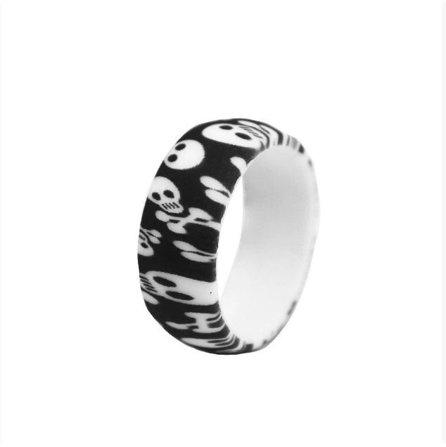 Skull Fiber Silicone Ring for Men – Edgy Rubber Band with Textured Grip, Durable Design & Bold Attitude