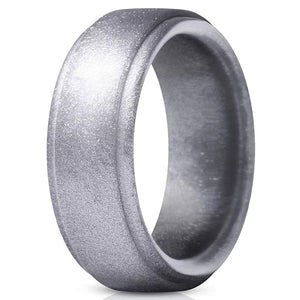 Men's Edge Silicone Ring – Stylish Comfort Fit Wedding Band with Dual Finish Design for Workout & Everyday Wear