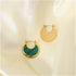 Gold Plated Crescent Moon Dangle Earrings – Minimalist Stainless Steel Drop Design with Boho Gemstone Accents