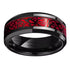 8mm Black Tungsten Carbide Wedding Band with Celtic Dragon Inlay – Red or Green Pattern – Unique Ring for Men, Comfort Fit