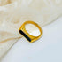 Gold Plated Oval Statement Ring – Stainless Steel Classic Band with Mother of Pearl or Black Onyx Inlay