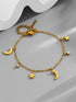 Stainless Steel Multi-Charm Dangle Anklet or Bracelet – Star, Heart, CZ Accents – Gold, Silver & Rose Gold Ankle Jewelry