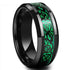 8mm Black Tungsten Carbide Wedding Band with Celtic Dragon Inlay – Red or Green Pattern – Unique Ring for Men, Comfort Fit