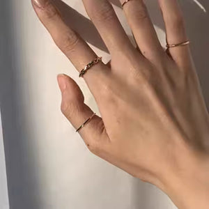Gold Plated Dainty Link Chain Ring for Women, Stainless Steel, Stackable Minimalist Jewelry, Everyday Band
