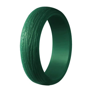 Bark Pattern Silicone Ring for Women – Textured, Lightweight Rubber Band with Nature-Inspired Woodgrain Design