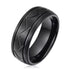8mm Tungsten Carbide Wedding Band Ring – Domed Grooved Brushed Design – Comfort Fit for Men in Silver or Black