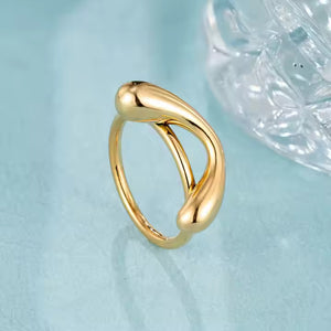 Gold Plated Knot Ring for Women, Stainless Steel Minimalist Geometric Band, Everyday Stackable Jewelry
