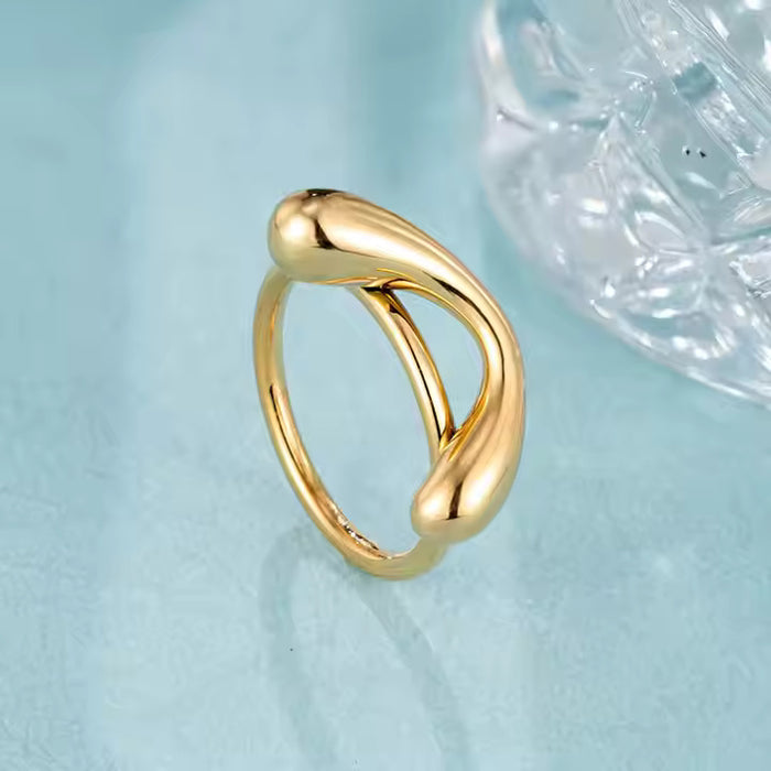 Gold Plated Knot Ring for Women, Stainless Steel Minimalist Geometric Band, Everyday Stackable Jewelry