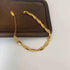 Twisted Herringbone Gold Bracelet – Stainless Steel, Bold & Elegant Everyday Jewelry, Minimalist Style
