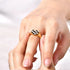 Heart Checkerboard Enamel Ring – Black & White Chess Pattern, 18K Gold Plated Stainless Steel Statement Jewelry