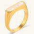 Gold Plated Oval Statement Ring – Stainless Steel Classic Band with Mother of Pearl or Black Onyx Inlay