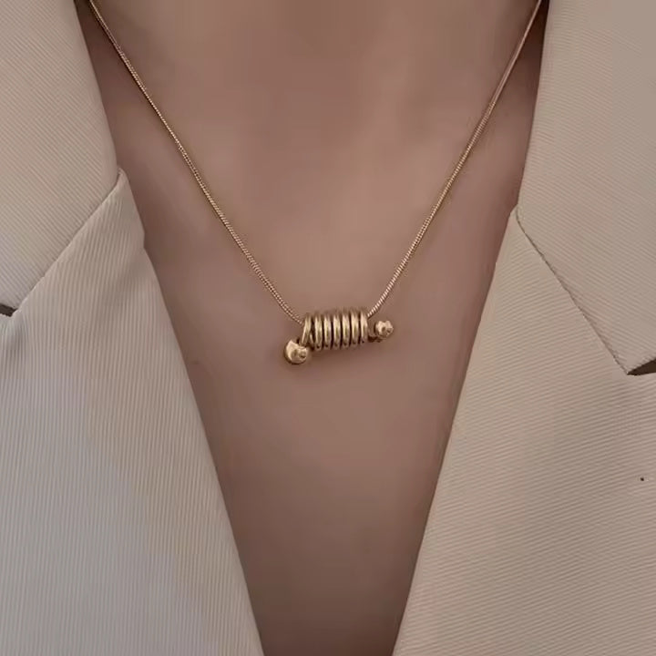 Gold Spiral Pendant Necklace, Stainless Steel, Modern Spring Shape, Minimalist Jewelry for Everyday or Layered Style