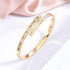 Roman Numeral Bangle Bracelet – Gold Plated Stainless Steel with Cubic Zirconia Inlay, Minimalist Elegant Style