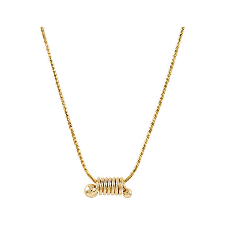 Gold Spiral Pendant Necklace, Stainless Steel, Modern Spring Shape, Minimalist Jewelry for Everyday or Layered Style