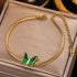 Gold Plated Stainless Steel Green Butterfly Anklet – Dainty Women’s Chain Ankle Bracelet for Summer & Beachwear