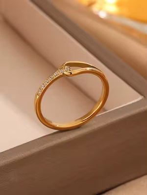 Elegant Teardrop CZ Stone Ring for Women, Stainless Steel Gold & Silver Finish Fashion Jewelry, Hypoallergenic Gift