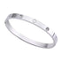 Clover Design CZ Bangle Bracelet, Stainless Steel with Cubic Zirconia, Gold, Silver & Rose Gold Colors Available