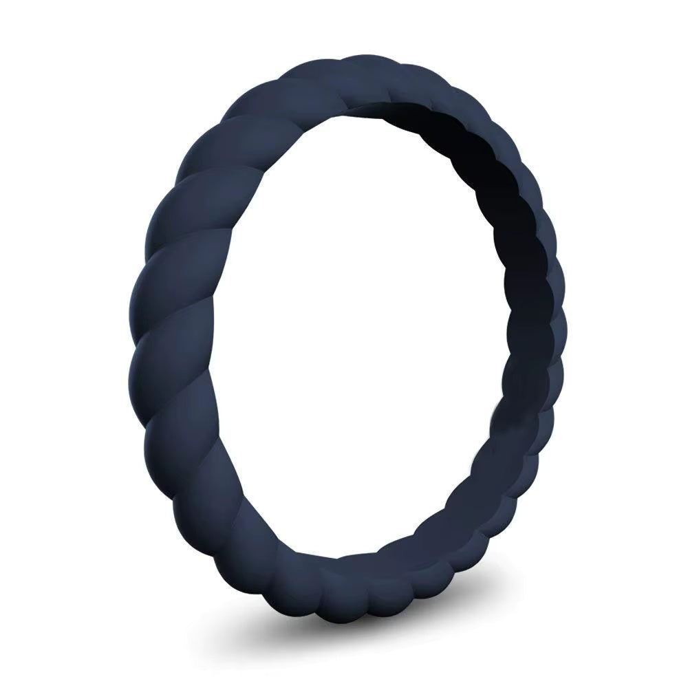 Twist Design Silicone Ring for Men – Soft Rubber Spiral Band, Flexible & Durable, Perfect for Active Lifestyles