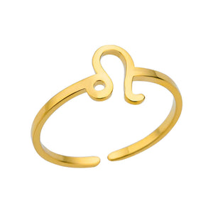 Adjustable Zodiac Ring for Women, 12 Constellations Aesthetic Stainless Steel Rings in Gold & Silver, Horoscope Jewelry