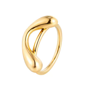 Gold Plated Knot Ring for Women, Stainless Steel Minimalist Geometric Band, Everyday Stackable Jewelry