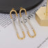 18K Gold Plated U-Shape CZ Drop Stud Earrings for Women, Geometric Stainless Steel Minimalist Dangle Jewelry