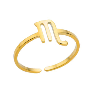 Adjustable Zodiac Ring for Women, 12 Constellations Aesthetic Stainless Steel Rings in Gold & Silver, Horoscope Jewelry