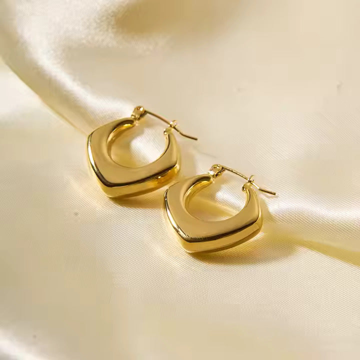 Chunky Dome Earrings for Women, Bold 18K Gold Plated Stainless Steel Studs, Minimalist Statement Jewelry
