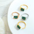 Adjustable Malachite Ring – Stainless Steel Statement Jewelry in Gold, Rose Gold, or Silver with Green Stone Accent