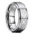 8mm Tungsten Carbide Wedding Band – Laser Engraved Celtic Knot Ring with Stepped Edges and Matte Brushed Finish