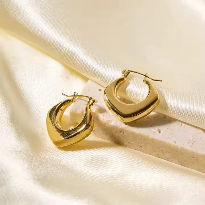 Chunky Dome Earrings for Women, Bold 18K Gold Plated Stainless Steel Studs, Minimalist Statement Jewelry