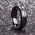 8mm Black Tungsten Carbide Wedding Band for Men – Center Groove Matte Finish Ring – Scratch Resistant Comfort Fit