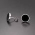 Black Oil Drip Stainless Steel Stud Earrings for Men and Women, Round Minimalist Glossy Enamel Design
