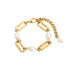 18K Gold Plated Stainless Steel Freshwater Pearl Bracelet – Chunky Gold Link Chain Minimalist Jewelry for Women