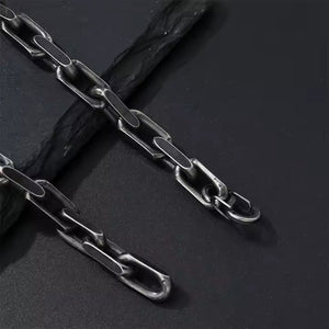 Men’s Vintage Chain Bracelet – Wide Stainless Steel Biker Link Bracelet with Antique Finish, Bold Statement Style