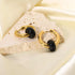 Boho Opal Huggie Earrings in Gold Plated Stainless Steel – Black, Green & White Gemstone Minimalist Hoop Set