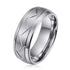 8mm Tungsten Carbide Wedding Band Ring – Domed Grooved Brushed Design – Comfort Fit for Men in Silver or Black