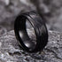 8mm Tungsten Carbide Wedding Band Ring – Domed Grooved Brushed Design – Comfort Fit for Men in Silver or Black