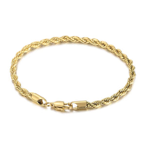 Men's Rope Chain Bracelet, Stainless Steel, Braided Design, Gold & Silver Color, Bold Everyday Jewelry