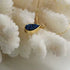 Teardrop Crushed Blue Crystal Necklace, Stainless Steel, Gold Plated Beaded Chain, Elegant Minimalist Jewelry