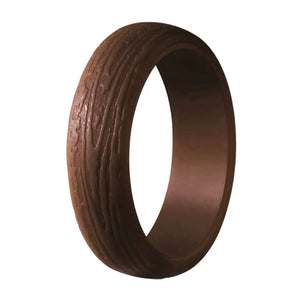 Bark Pattern Silicone Ring for Women – Textured, Lightweight Rubber Band with Nature-Inspired Woodgrain Design