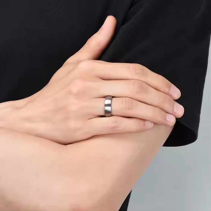 8mm Brushed Silver Tungsten Carbide Wedding Band – Classic Dome Ring for Men – Scratch-Resistant Comfort Fit