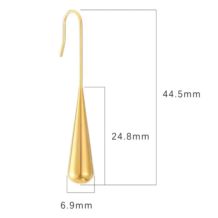 Minimalist Long Water Drop Dangle Earrings for Women, Stainless Steel Hook Earrings in Gold and Silver Tones