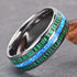 8mm Silver Tungsten Carbide Ring with Green Malachite & Opal Inlay – Domed Unisex Wedding Band – Fashion Engagement Jewelry