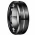 8mm Black Tungsten Carbide Wedding Band for Men – Center Groove Matte Finish Ring – Scratch Resistant Comfort Fit