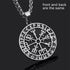 Men’s Viking Vegvisir Pendant Necklace – Stainless Steel Norse Compass in Runic Circle, Antique Silver Finish