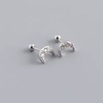 Dainty Stainless Steel Moon Stud Earrings for Women – CZ Crystals, Hypoallergenic, Available in Gold & Silver