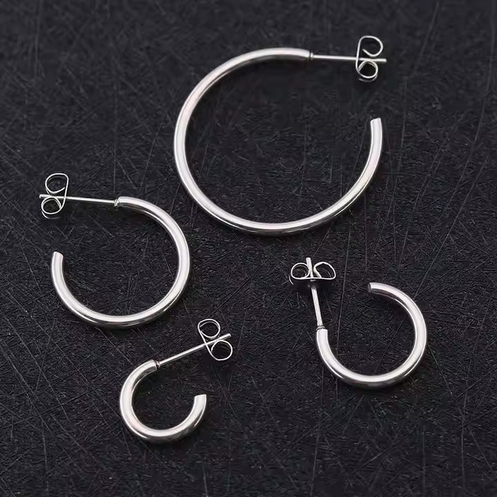 Stainless Steel Hoop Earrings for Men & Women, Gold & Silver Huggie Hoops, Hypoallergenic Everyday Jewelry