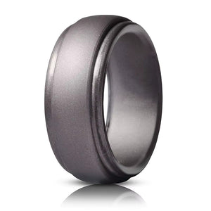 Men's Edge Silicone Ring – Stylish Comfort Fit Wedding Band with Dual Finish Design for Workout & Everyday Wear